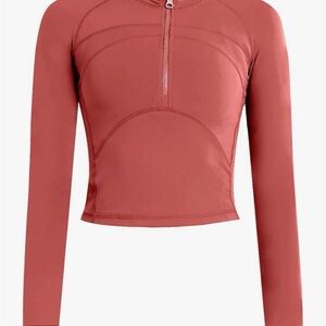 Women's Yoga Jacket 1/2 Zip Athletic Long Sleeve Running Top with Thumb Holes